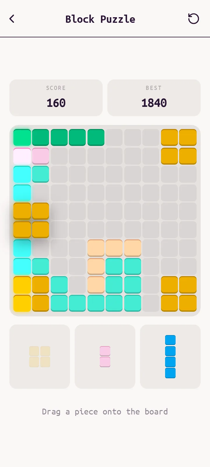 A game with the light Cupcake theme